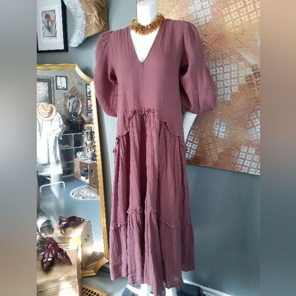 Zara Deep Red Long Sleeve Dress - Picture 14 of 15